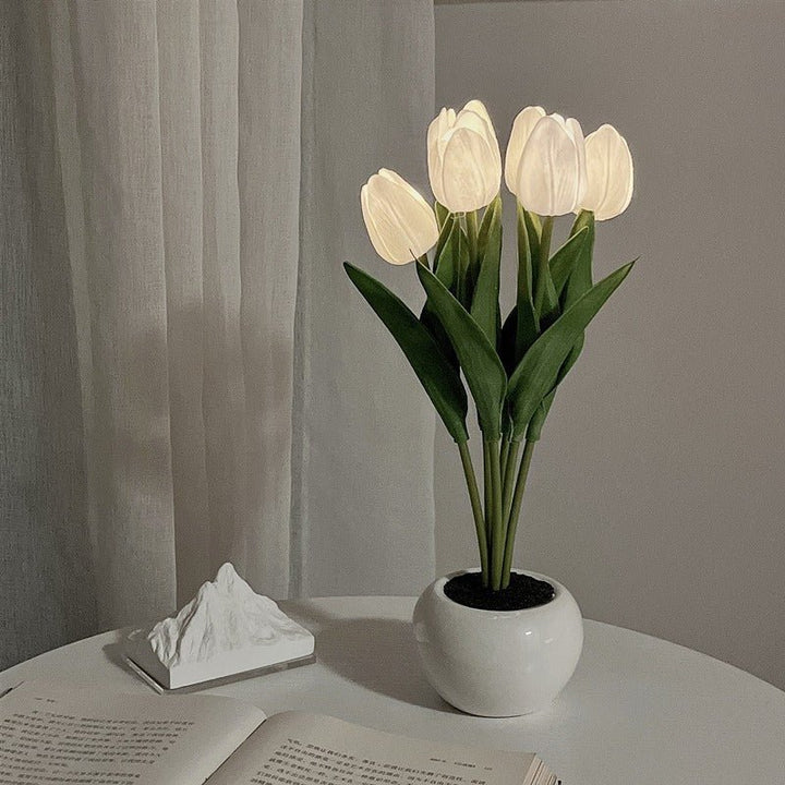 Decorative LED Tulip Table Lamp – Florima-White-6-The Livary