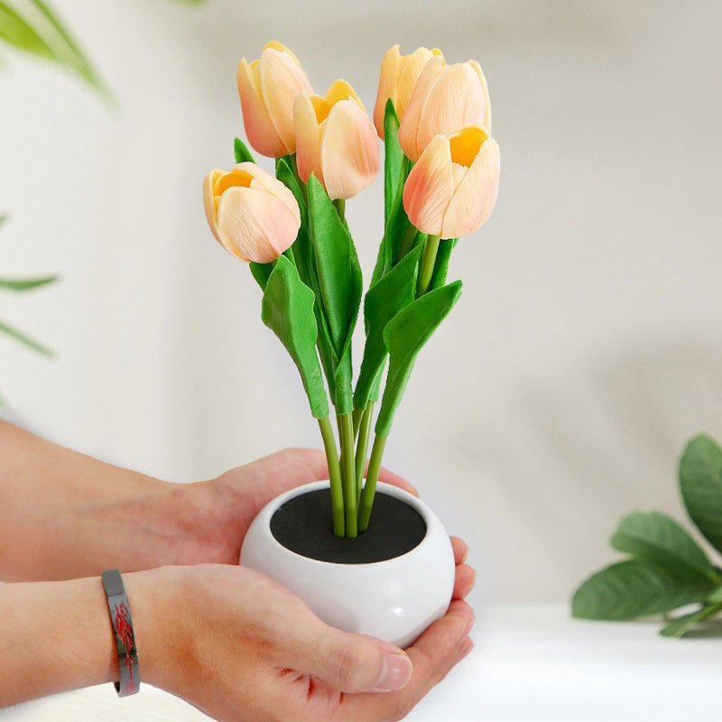 Decorative LED Tulip Table Lamp – Florima-Pink-2-The Livary