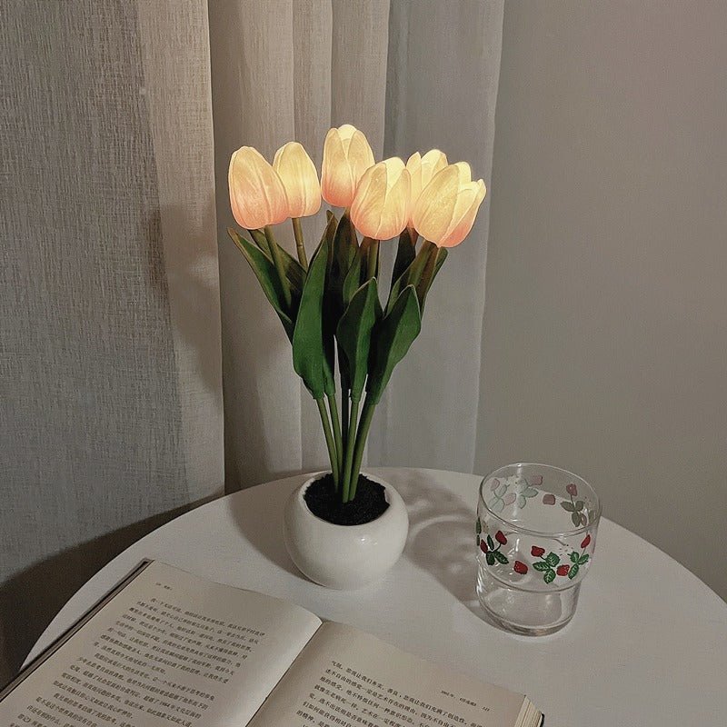 Decorative LED Tulip Table Lamp – Florima-White-2-The Livary