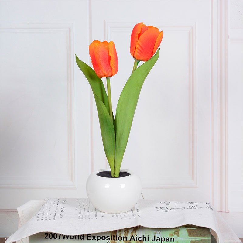 Decorative LED Tulip Table Lamp – Florima-Orange-2-The Livary