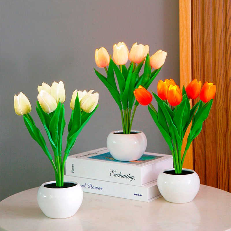 Decorative LED Tulip Table Lamp – Florima-White-2-The Livary