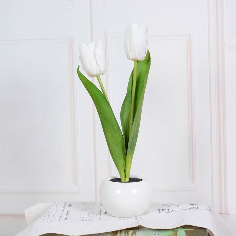 Decorative LED Tulip Table Lamp – Florima-White-2-The Livary