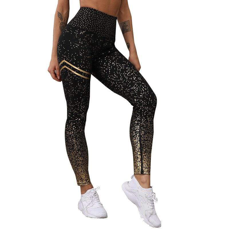 High Waist Sport Legging - Lilac-Black / Gold-S-The Livary