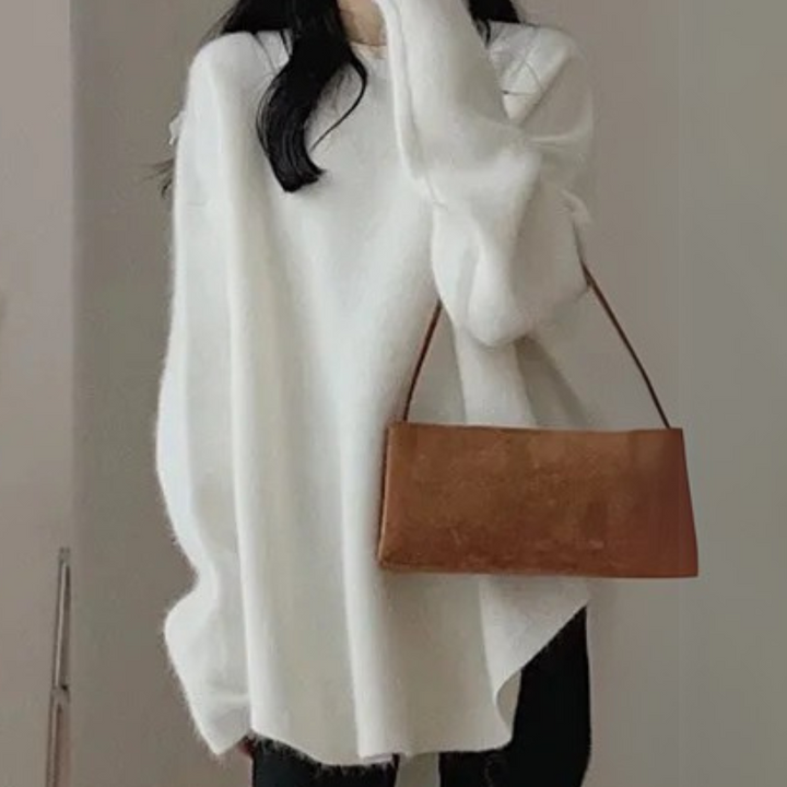 Comfortable Knitted Women's Sweater - Noor-White-The Livary