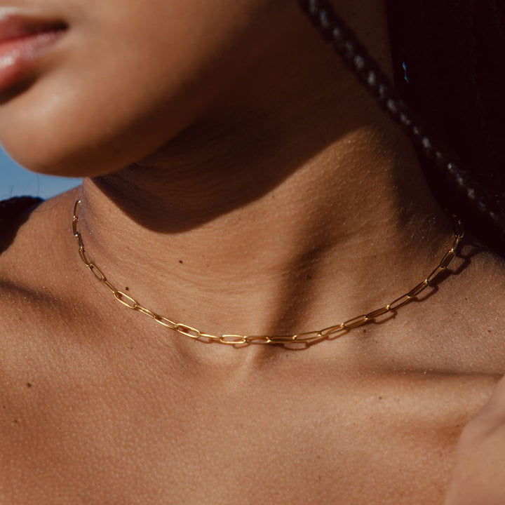 Paperclip Choker Necklace - Lina-Gold-The Livary