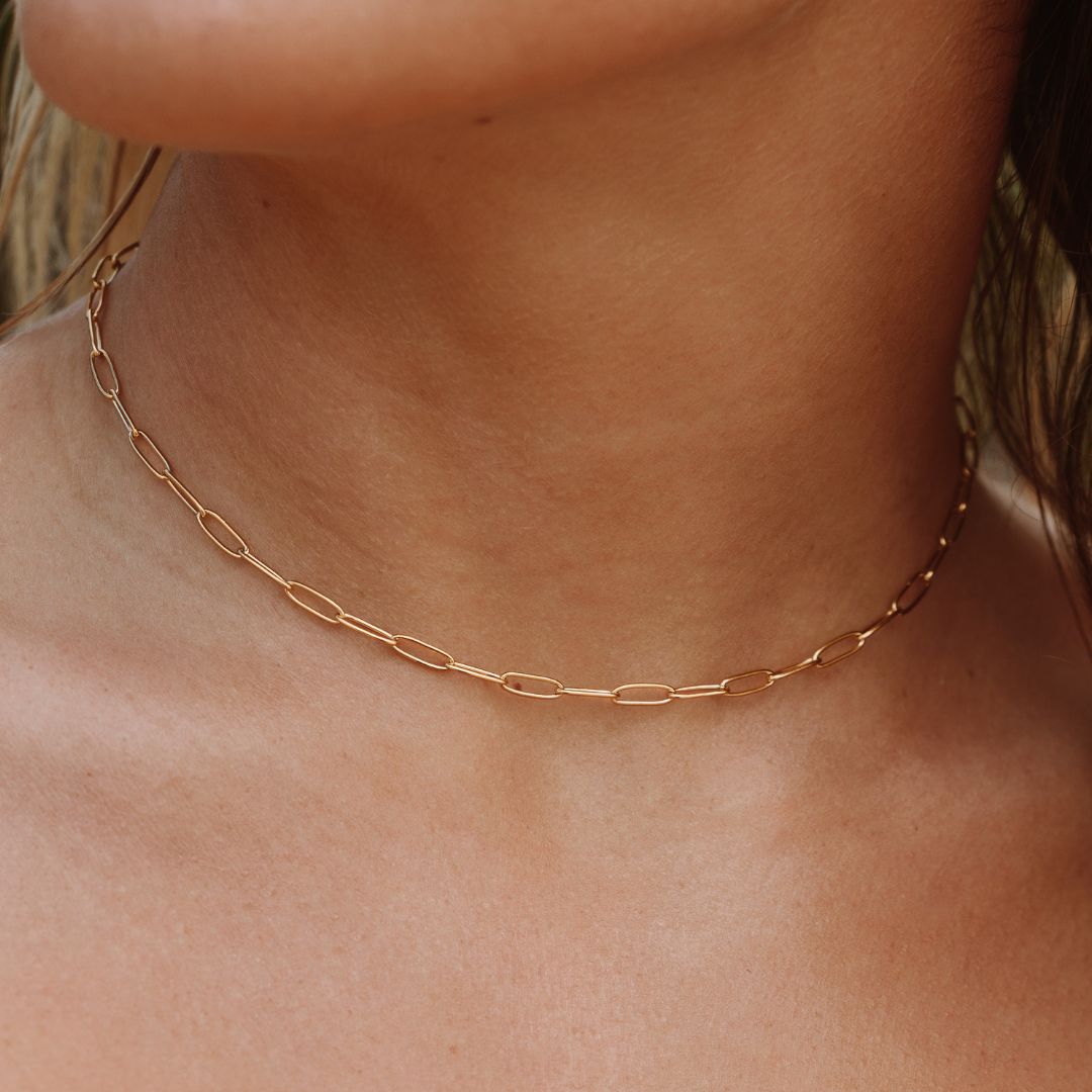 Paperclip Choker Necklace - Lina-Gold-The Livary