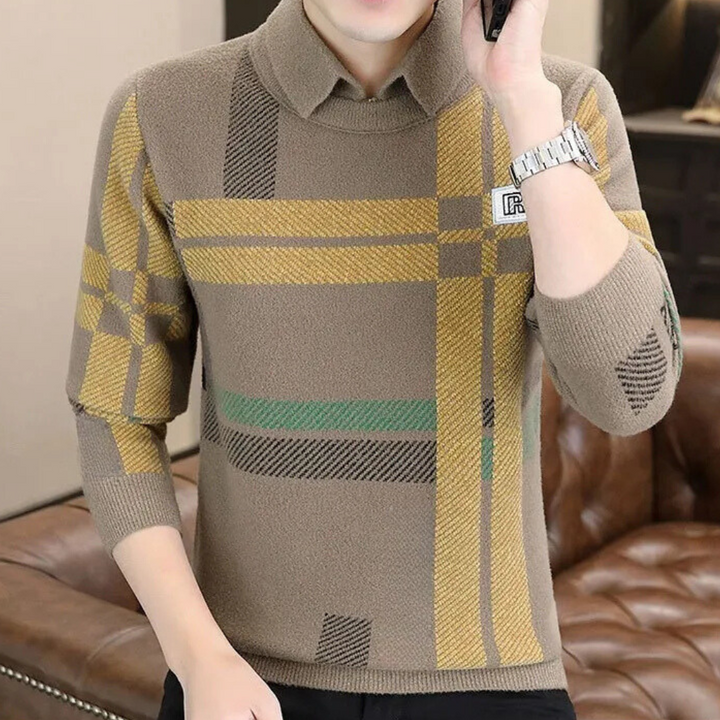 Casual Men's Sweater with Timeless Design - Otis-Khaki-S-The Livary