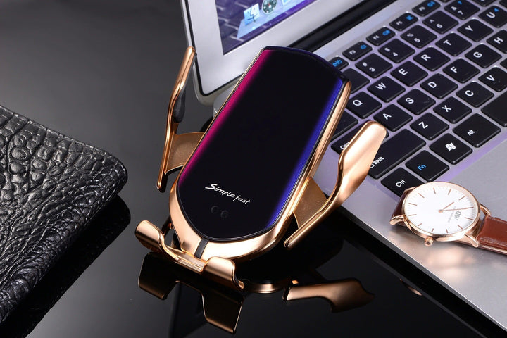 Automatic Phone Holder with Wireless Charger – GripCharge-Silver-The Livary