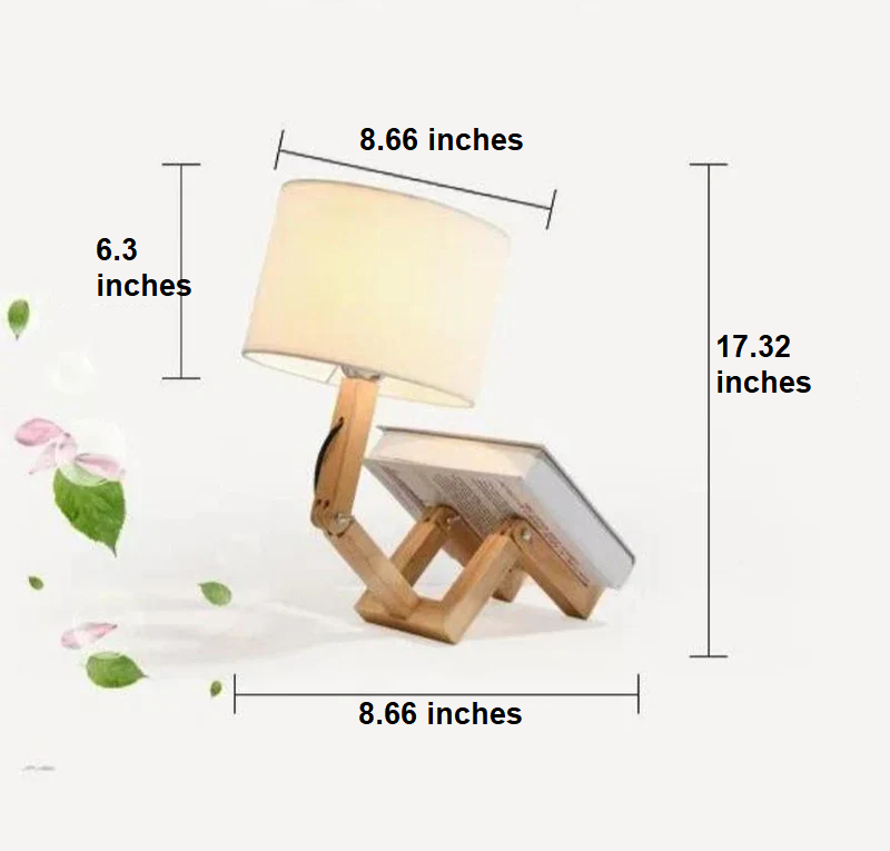 Wooden Table Lamp with Book Holder - RutanFlex
