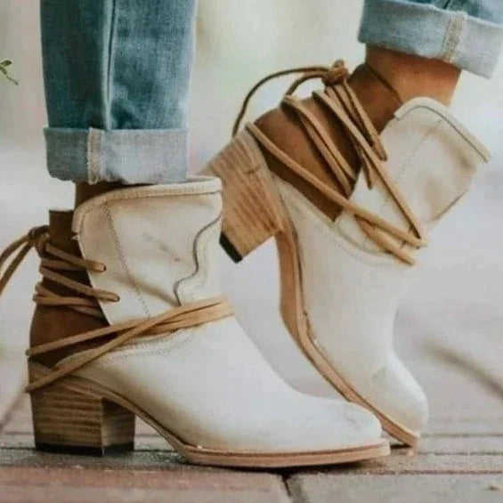 Stylish Leather Ladies' Boots - Celeste-Beige-2.5-The Livary