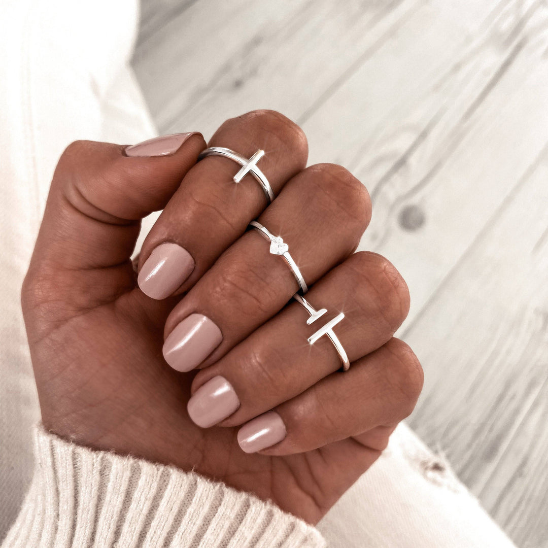 Open Ring with Adjustable Design - Aureos-Silver-The Livary