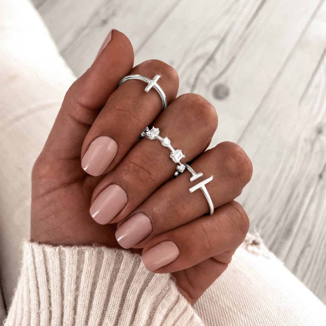 Open Ring with Adjustable Design - Aureos-Silver-The Livary