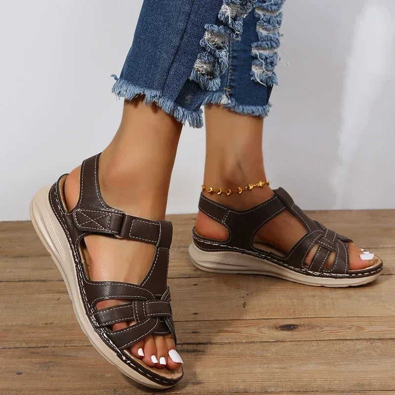 Orthopedic leather sandals for women – Emilia-Brown-2.5-The Livary