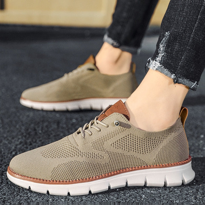 Breathable mesh summer shoes for men - Colin-Khaki-6.5-The Livary