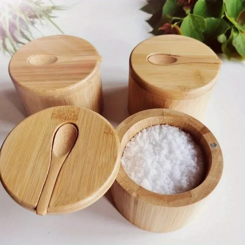 Bamboo Spice Box with Lid and Spoon - Nomi-The Livary