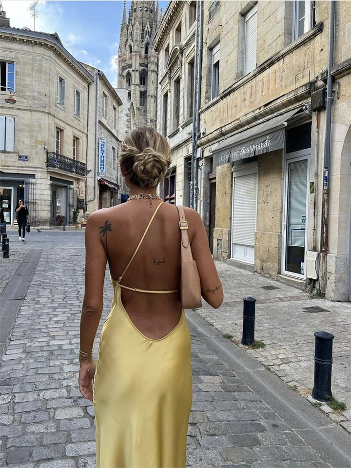 Elegant Yellow Summer Dress – Juliette-XS-The Livary