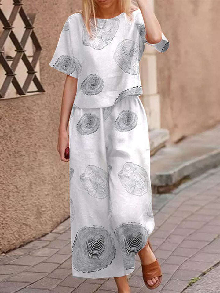 Lightweight two-piece summer outfit made of cotton with a flattering fit – Boho Set Zephyra-White-S-The Livary