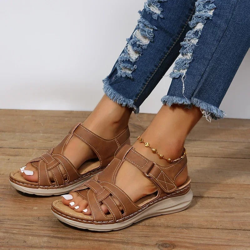 Orthopedic leather sandals for women – Emilia-Brown-2.5-The Livary