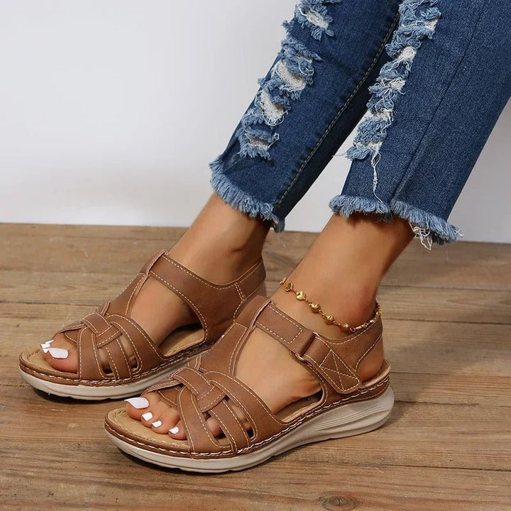 Orthopedic leather sandals for women – Emilia-Brown-2.5-The Livary