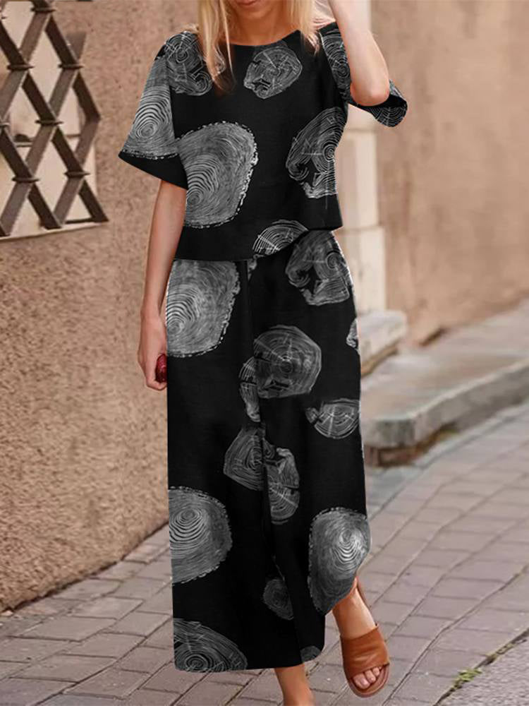 Lightweight two-piece summer outfit made of cotton with a flattering fit – Boho Set Zephyra-Black-S-The Livary
