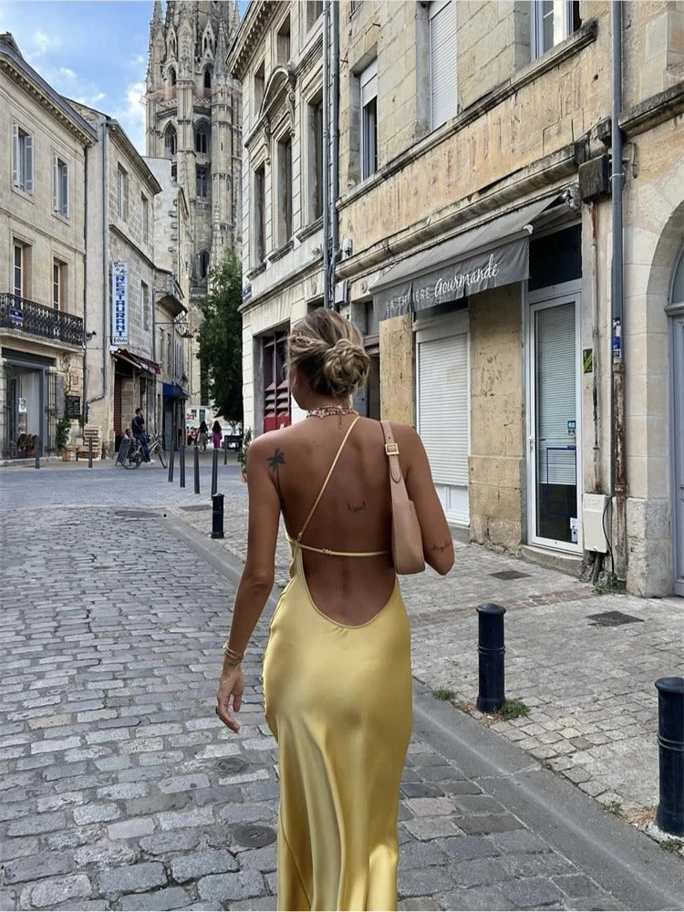 Elegant Yellow Summer Dress – Juliette-XS-The Livary