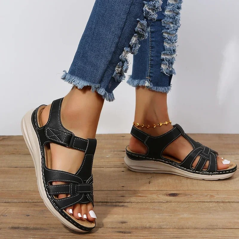Orthopedic leather sandals for women – Emilia-Brown-2.5-The Livary