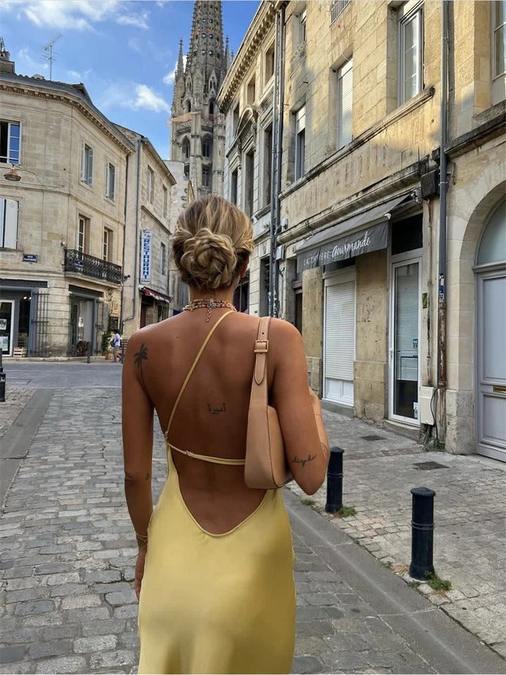 Elegant Yellow Summer Dress – Juliette-XS-The Livary