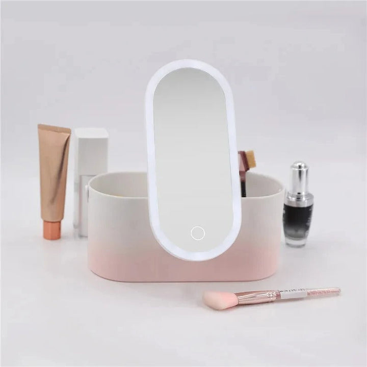 Make-up Case with LED Mirror - Lumivault-Pink-The Livary