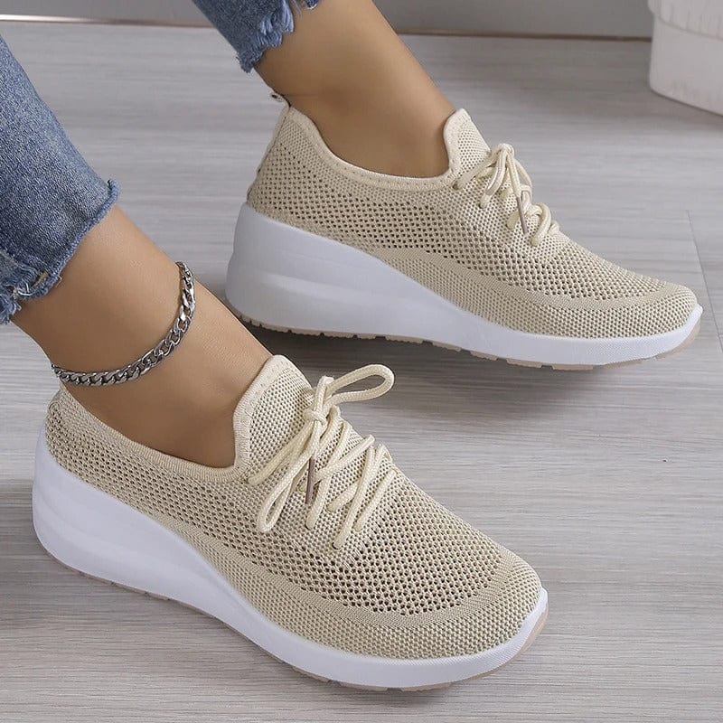 Orthopaedic comfort shoes with arch support for ladies – Alessa-Beige-3-The Livary
