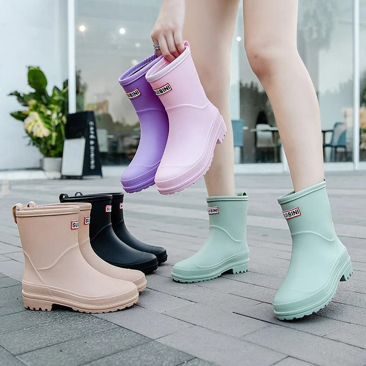 AquaStride 2.0 | Stylish Half-High Waterproof Rain Boots for Women