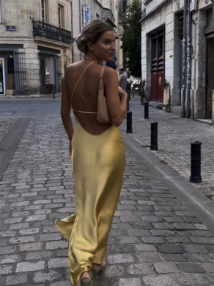 Elegant Yellow Summer Dress – Juliette-XS-The Livary