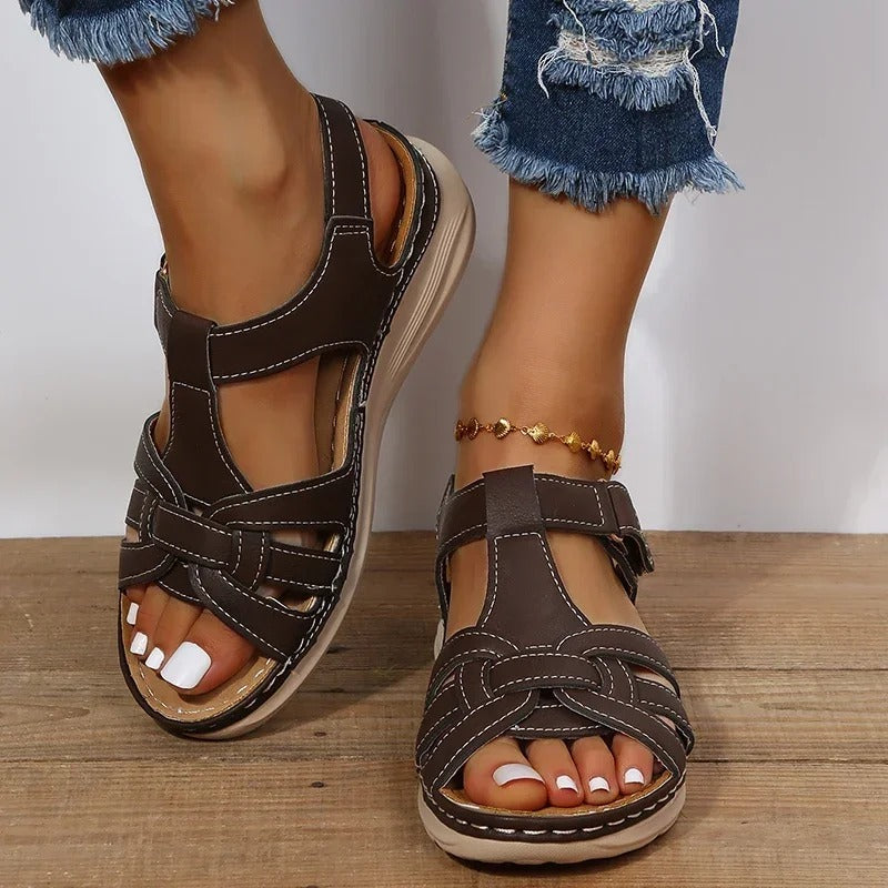 Orthopedic leather sandals for women – Emilia-Dark brown-2.5-The Livary