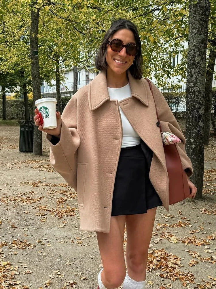 Oversized Stylish Women's Jacket - Amara-Khaki-XS-The Livary