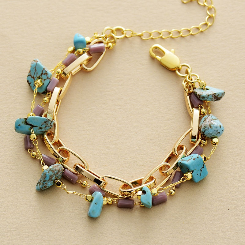 Layered Bracelet Turquoise & Opal – Isabelle-Turquoise-The Livary