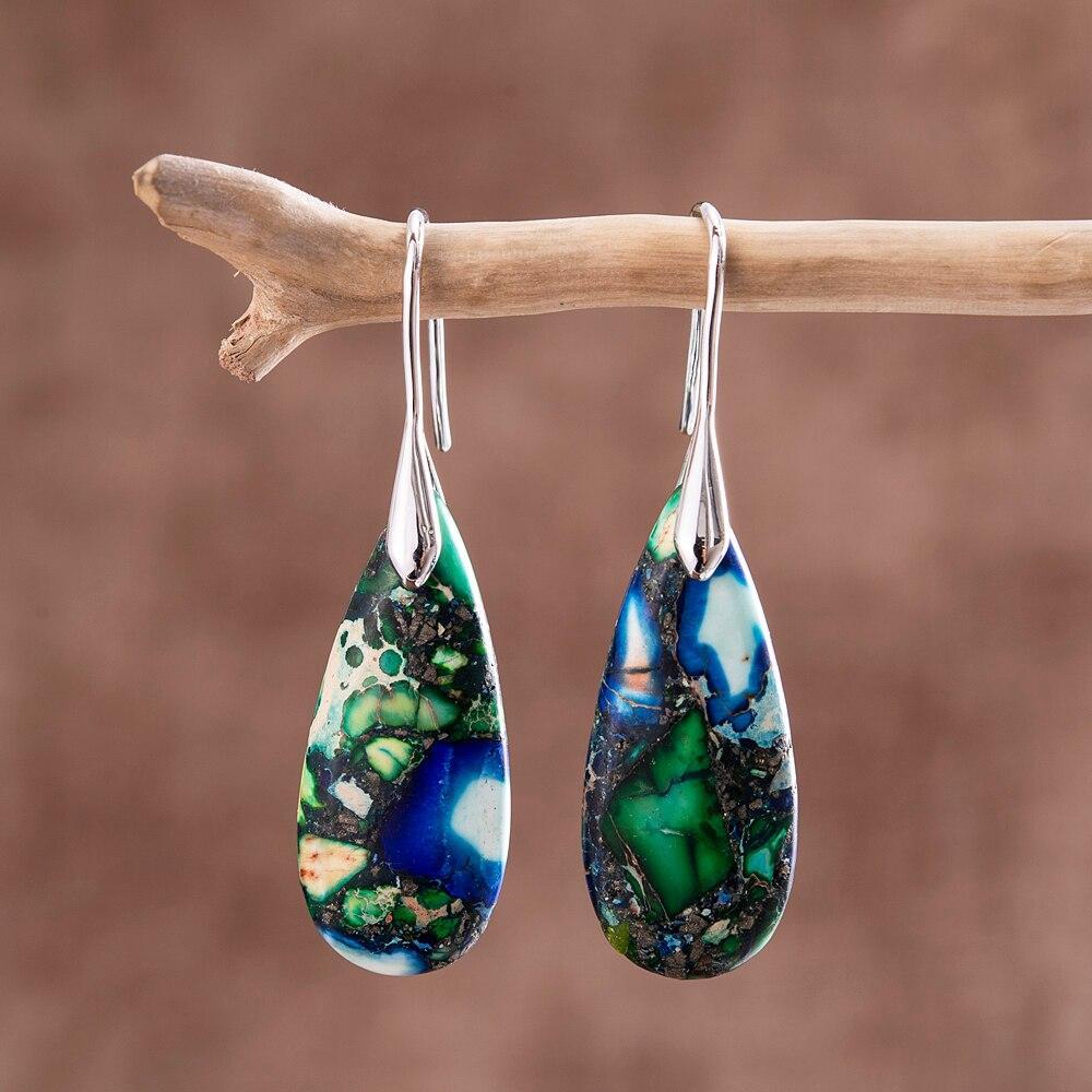 Teardrop Earrings with Natural Grounding - Sylvara-Gold-The Livary