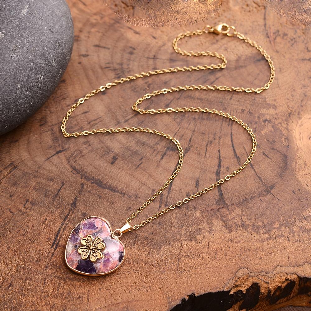 Lucky Clover Stone Necklace – Felina-Blue-The Livary