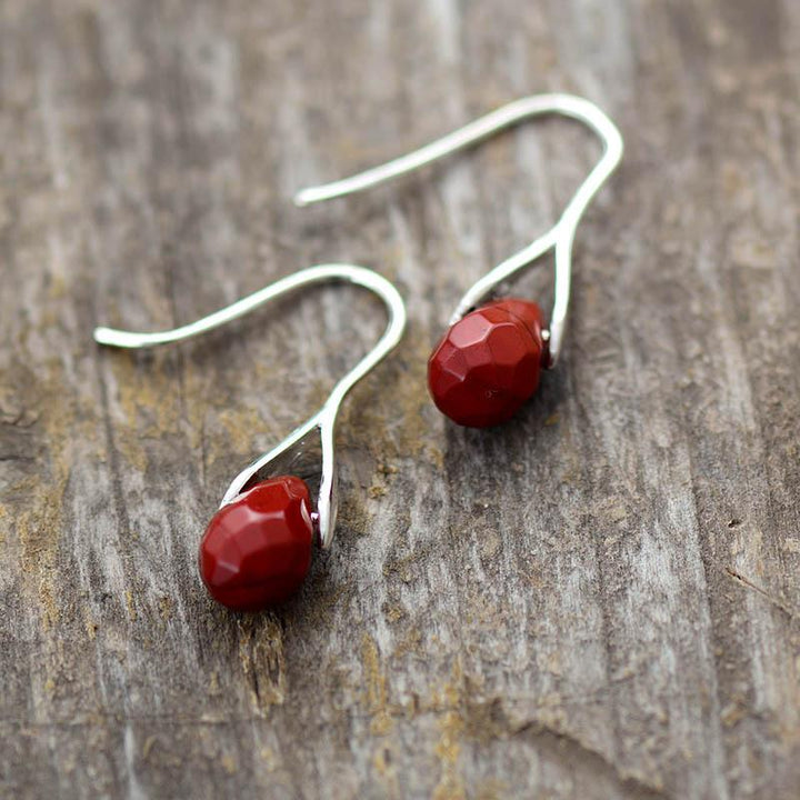 Natural Drop Gemstone Earrings - Serenella-Amethyst-The Livary