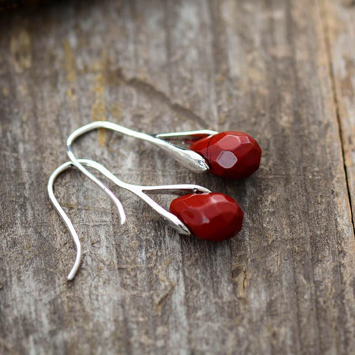 Natural Drop Gemstone Earrings - Serenella-Amethyst-The Livary