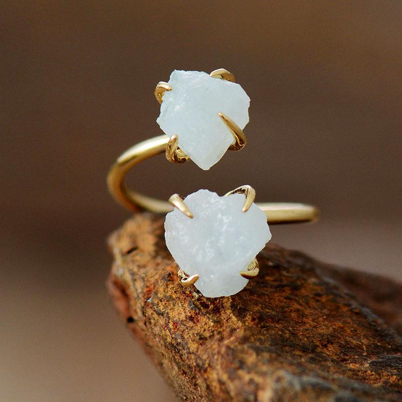 Unique Raw Gemstone Ring - Mira-Light blue-The Livary