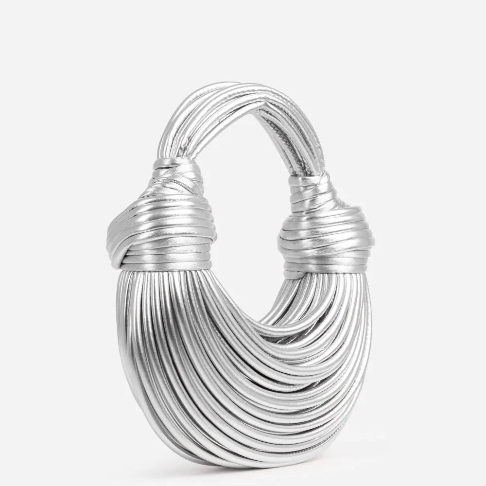 Stylish Knotted Shoulder Bag - Kiana-Silver-The Livary