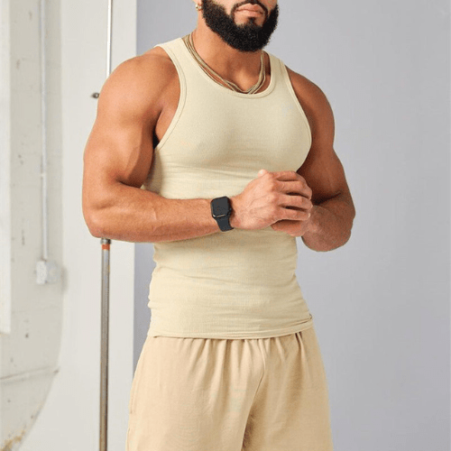 Sleeveless men's fitness T-shirt made from breathable material – Nico-Yellow-M-The Livary