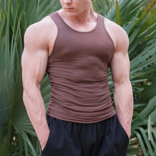 Sleeveless men's fitness T-shirt made from breathable material – Nico-Wine red-M-The Livary