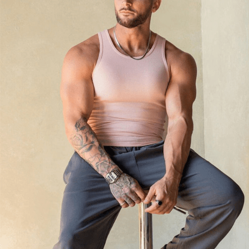 Sleeveless men's fitness T-shirt made from breathable material – Nico-Pink-M-The Livary