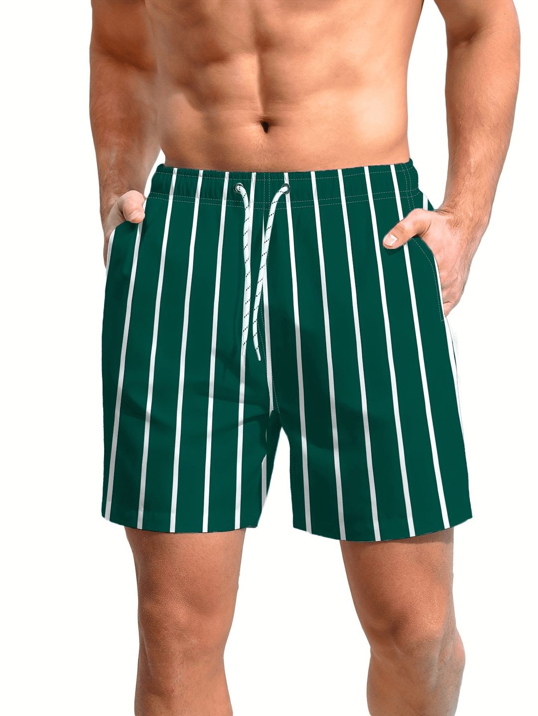 Quick-drying men's swim shorts with a comfortable fit – Luca-Dark green-S-The Livary