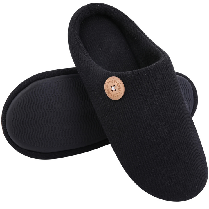 Memory Foam Comfort Slippers - CloudStep-3.5-4-Black-The Livary