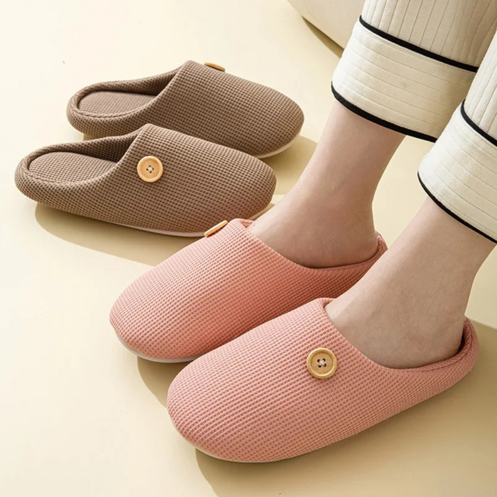 Memory Foam Comfort Slippers - CloudStep-3.5-4-Khaki-The Livary
