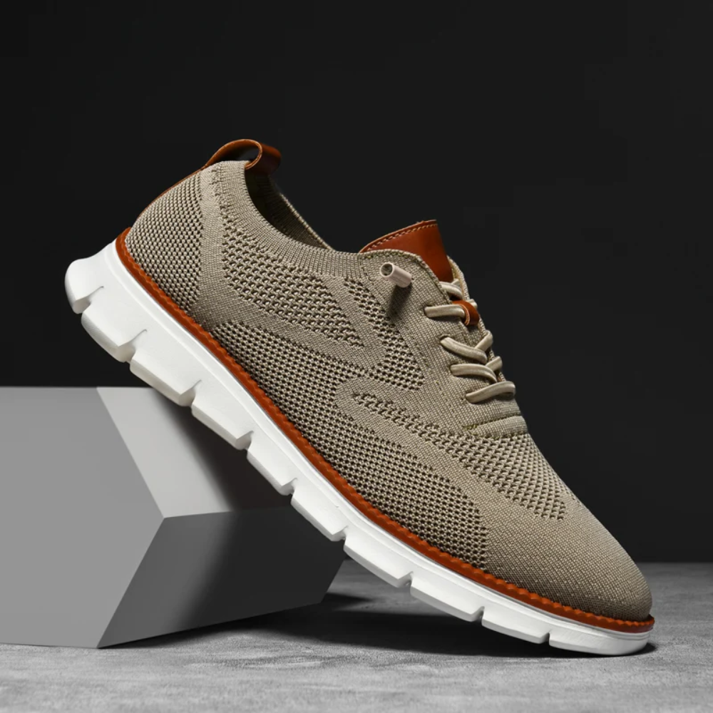 Orthopaedic Knitted Men's Sneakers – Bram-7-Beige-The Livary