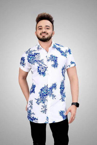 Floral short-sleeved summer shirt for men – Fabrizio-XS-The Livary