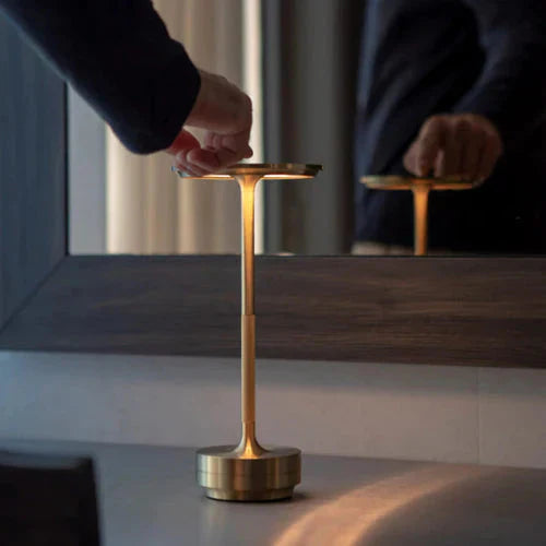 Wireless USB Rechargeable Design Table Lamp - GlowBeam-Gold-The Livary