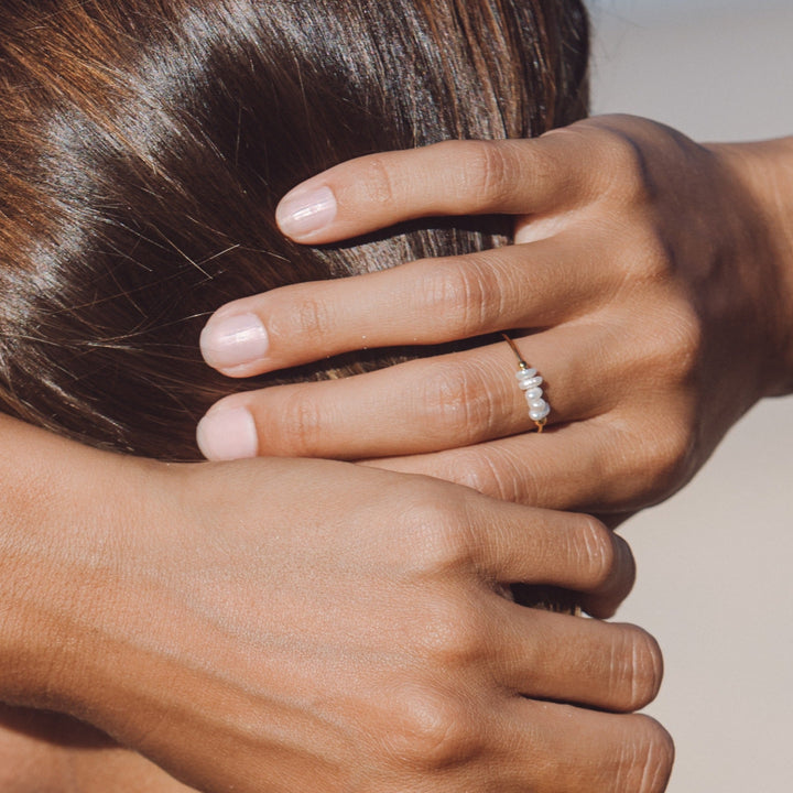 Trendy Mini Pearl Ring - Isolde-5-Gold-The Livary